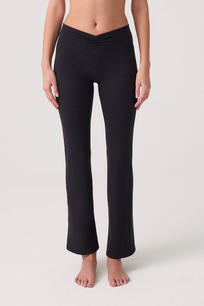 Bel Detaylı İspanyol Paça Pantolon Ruched & Flared Siyah - Los Ojos