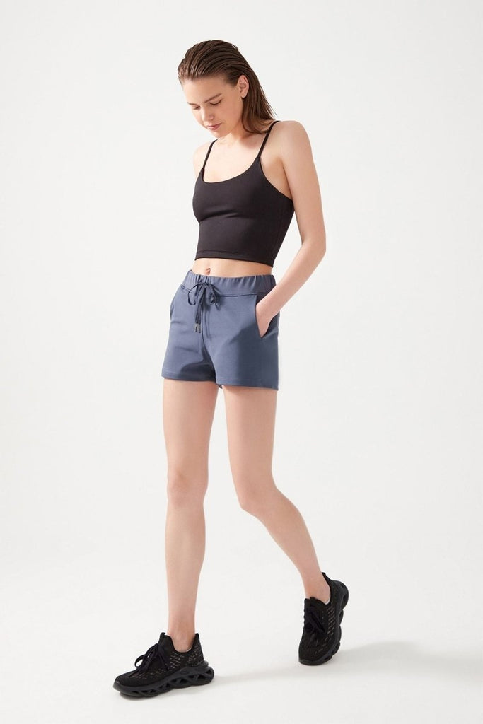 Cepli Beli Lastikli Basic Fit Spor Şort Antrasit - Los Ojos