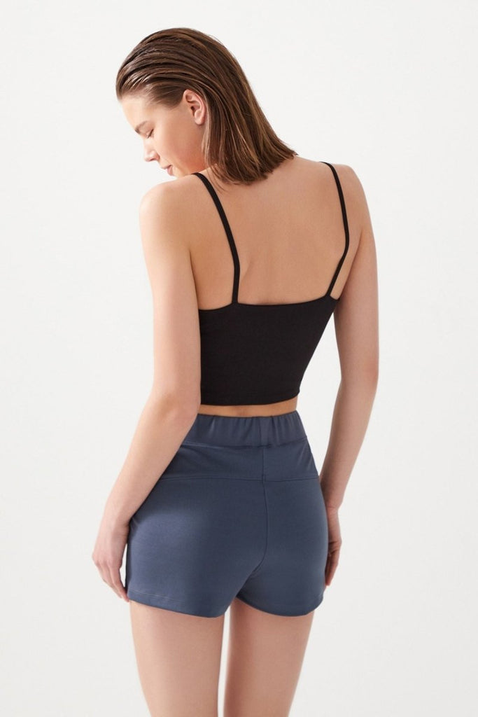 Cepli Beli Lastikli Basic Fit Spor Şort Antrasit - Los Ojos