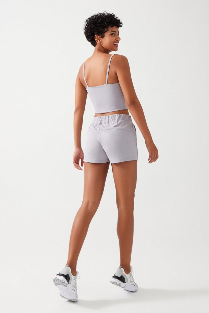 Cepli Beli Lastikli Basic Fit Spor Şort Gri - Los Ojos