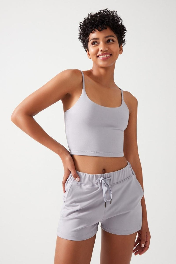 Cepli Beli Lastikli Basic Fit Spor Şort Gri - Los Ojos
