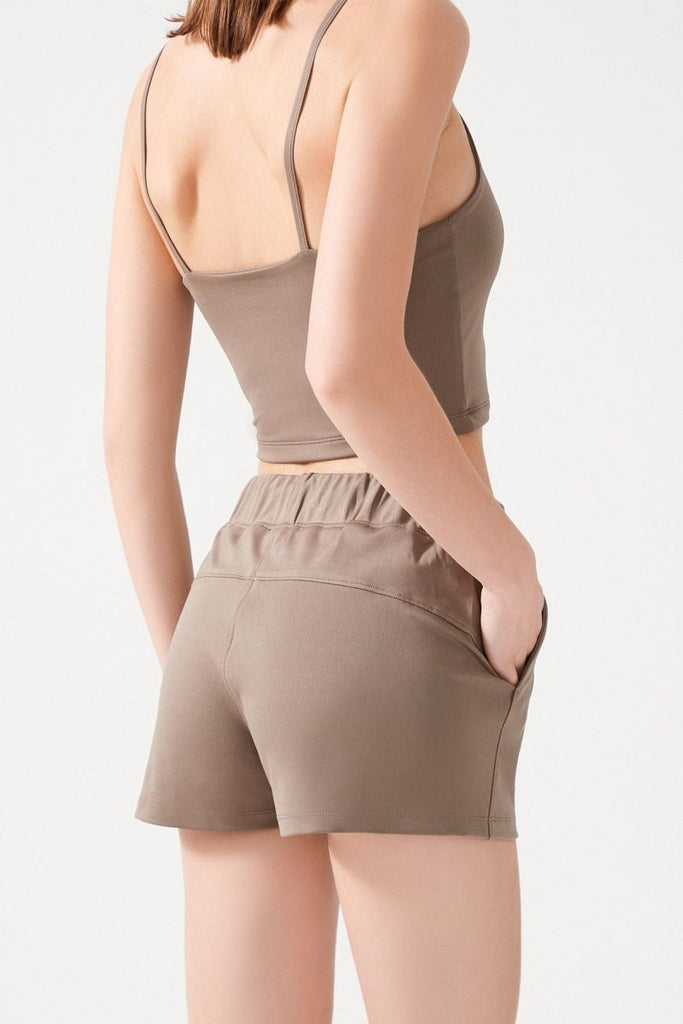 Cepli Beli Lastikli Basic Fit Spor Şort Haki - Los Ojos