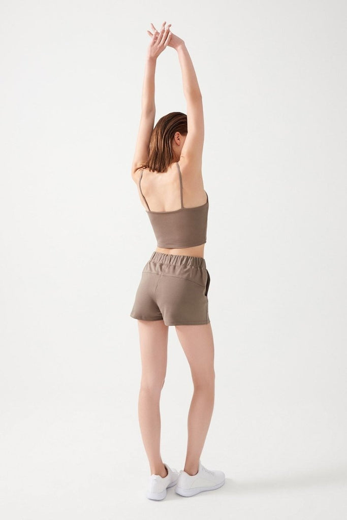 Cepli Beli Lastikli Basic Fit Spor Şort Haki - Los Ojos