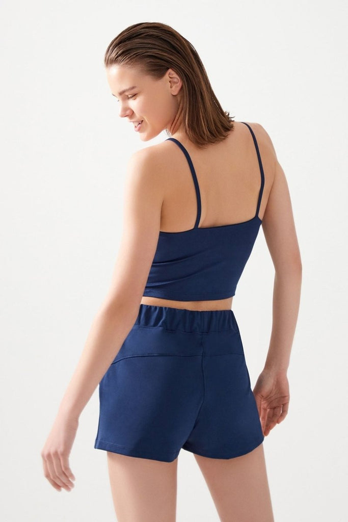 Cepli Beli Lastikli Basic Fit Spor Şort Lacivert - Los Ojos