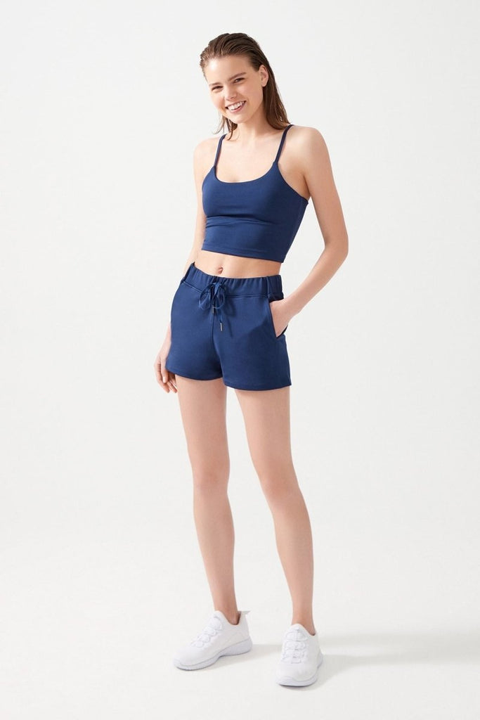 Cepli Beli Lastikli Basic Fit Spor Şort Lacivert - Los Ojos