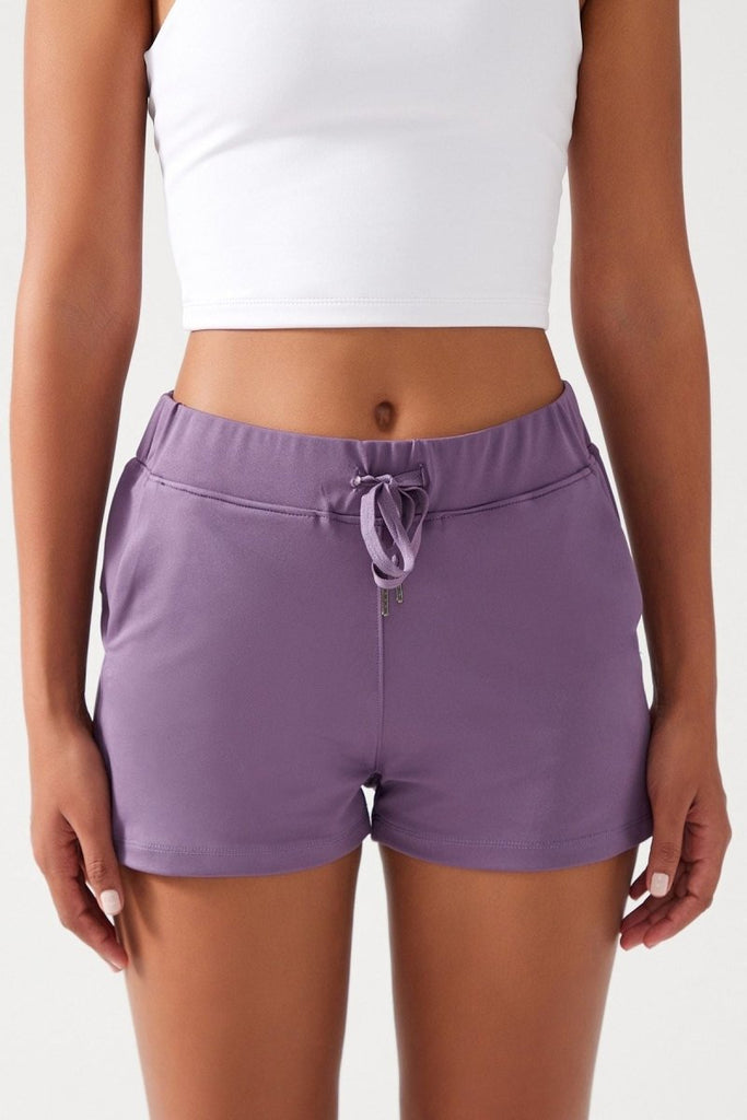 Cepli Beli Lastikli Basic Fit Spor Şort Lila - Los Ojos