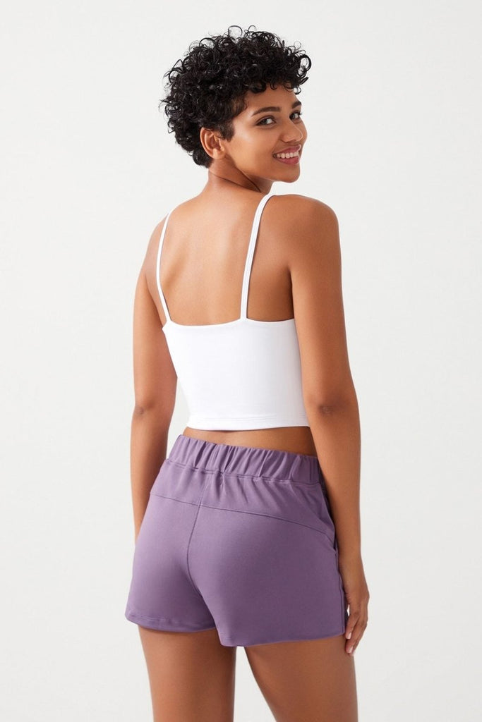 Cepli Beli Lastikli Basic Fit Spor Şort Lila - Los Ojos