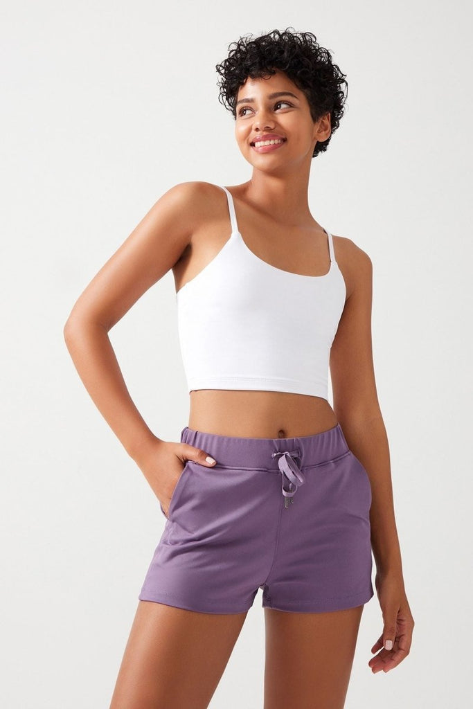 Cepli Beli Lastikli Basic Fit Spor Şort Lila - Los Ojos