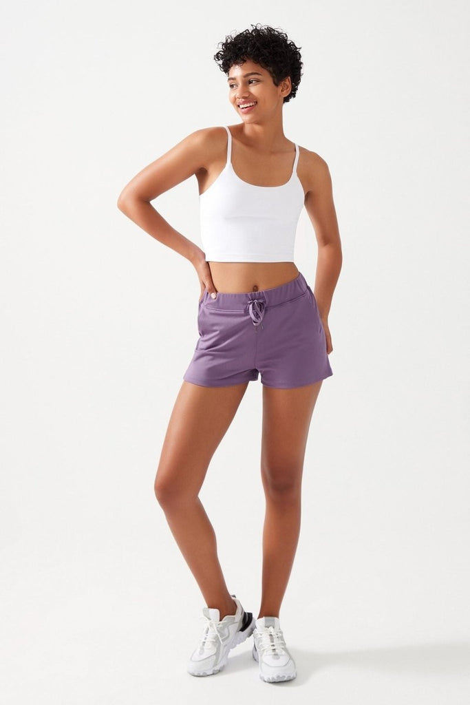 Cepli Beli Lastikli Basic Fit Spor Şort Lila - Los Ojos