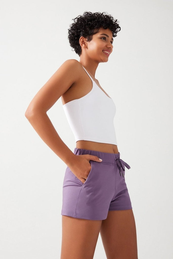 Cepli Beli Lastikli Basic Fit Spor Şort Lila - Los Ojos