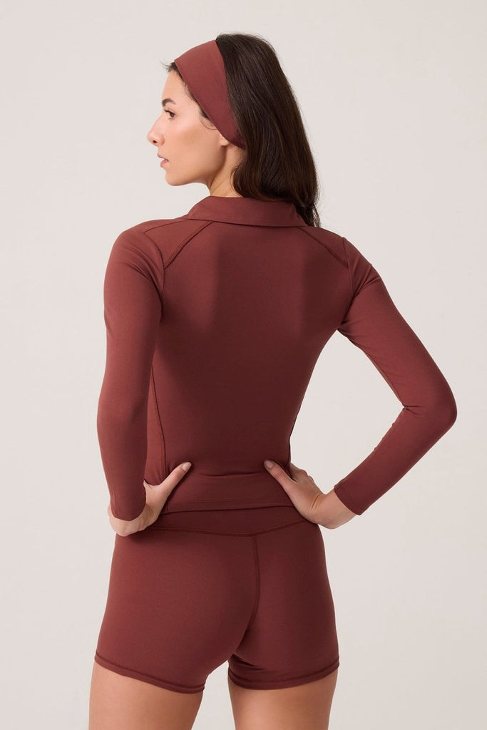 Fermuarlı Spor Ceket Collared Bordo - Los Ojos