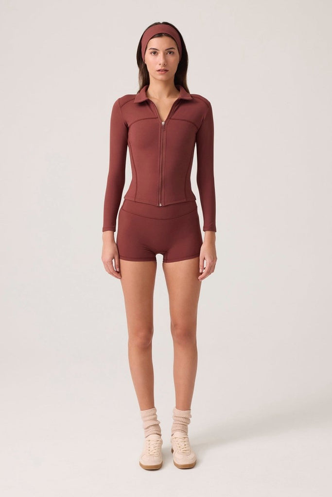 Fermuarlı Spor Ceket Collared Bordo - Los Ojos