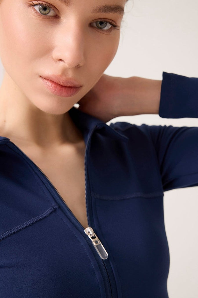 Fermuarlı Spor Ceket Collared Lacivert - Los Ojos