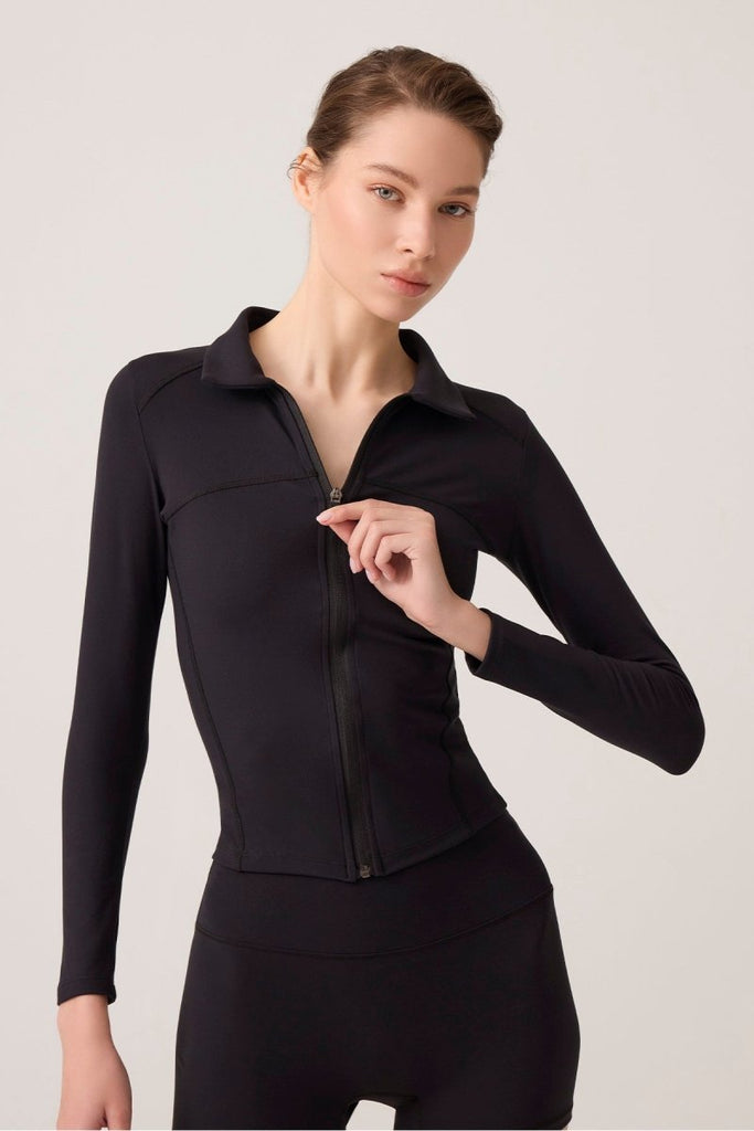 Fermuarlı Spor Ceket Collared Siyah - Los Ojos