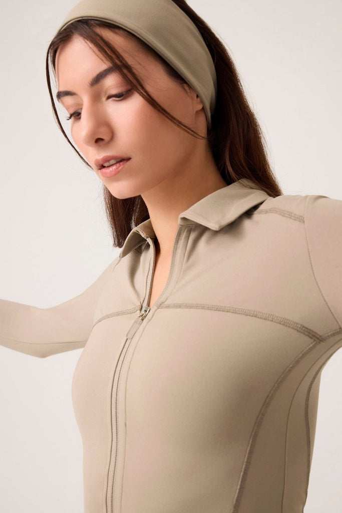 Fermuarlı Spor Ceket Collared Vizon - Los Ojos