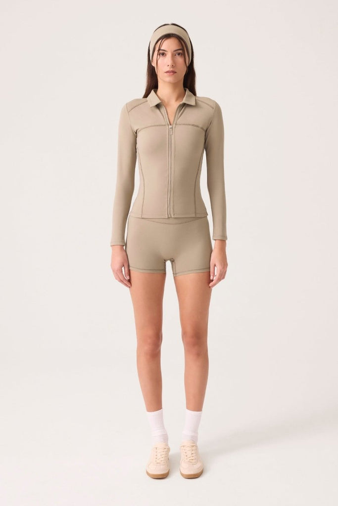 Fermuarlı Spor Ceket Collared Vizon - Los Ojos