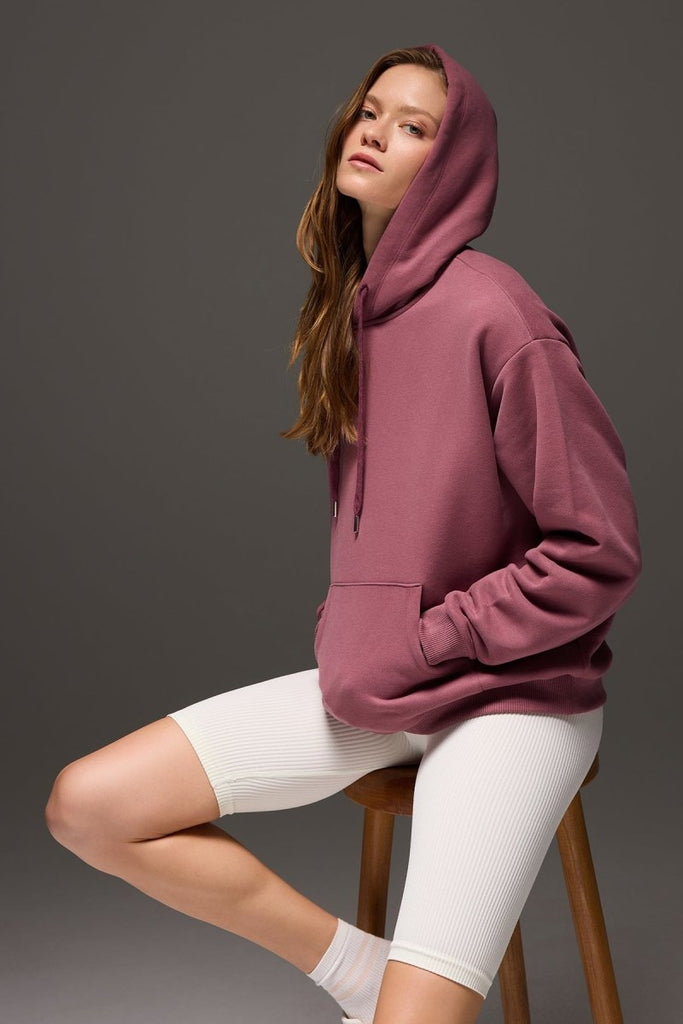 Geniş Kalıp Kapüşonlu Sweatshirt Hooded Sweat Bordo - Los Ojos