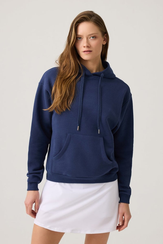 Geniş Kalıp Kapüşonlu Sweatshirt Hooded Sweat Lacivert - Los Ojos