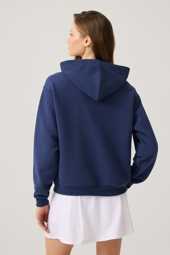 Geniş Kalıp Kapüşonlu Sweatshirt Hooded Sweat Lacivert - Los Ojos