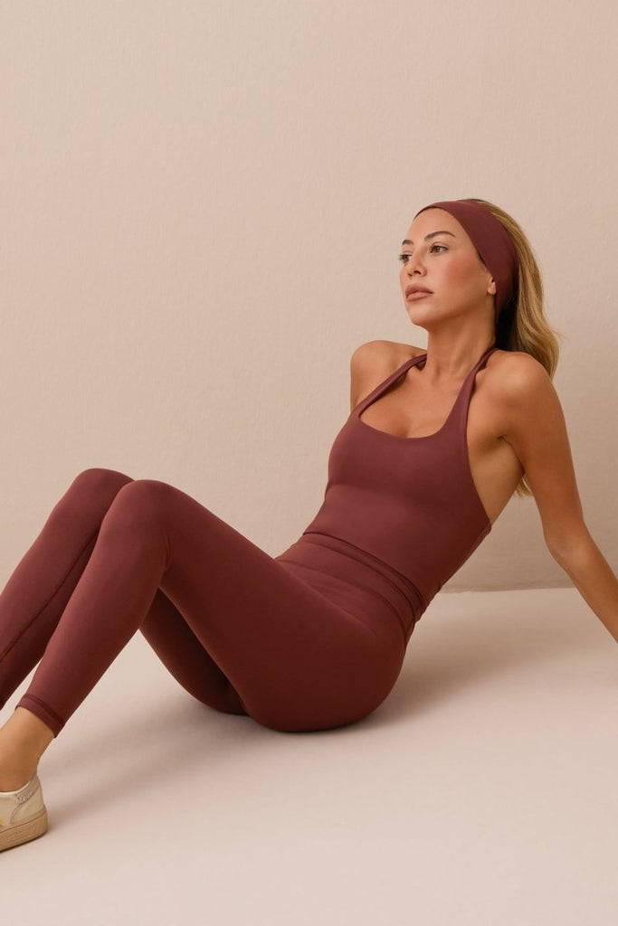 Halter Yaka Top Halter Tank Bordo - Los Ojos