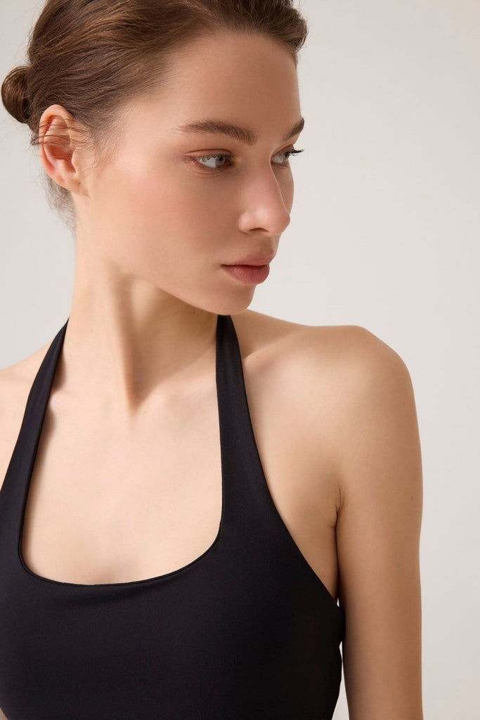 Halter Yaka Top Halter Tank Siyah - Los Ojos