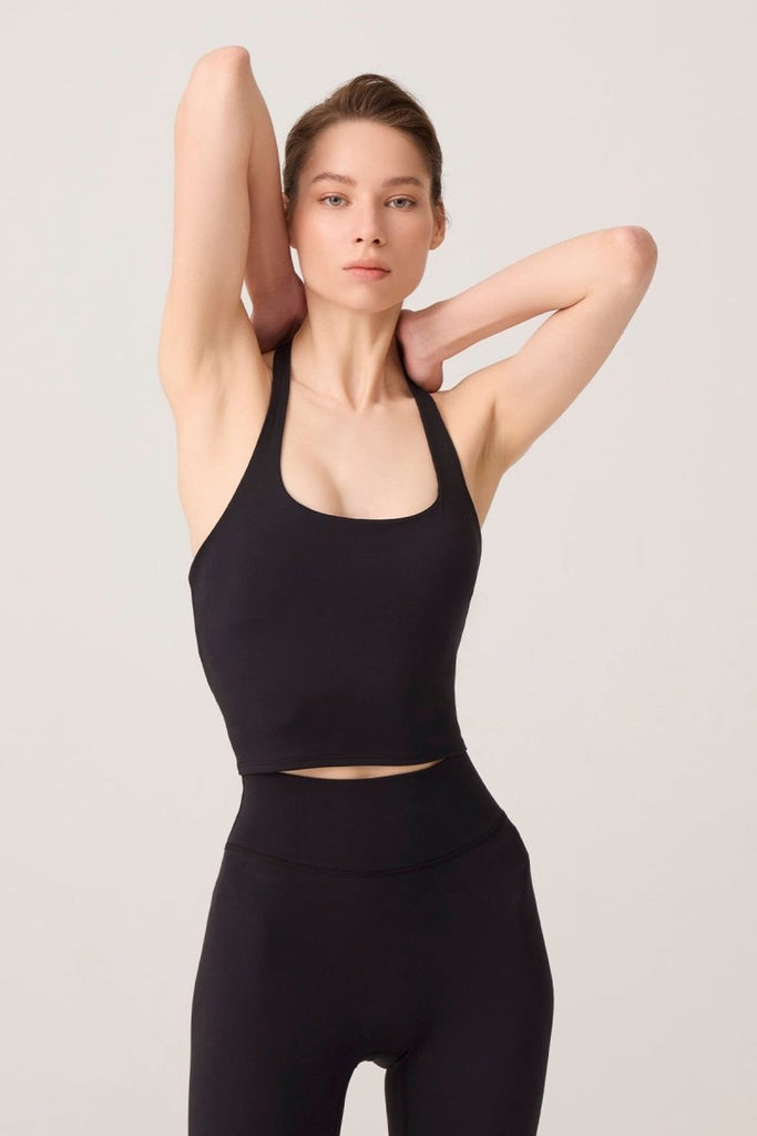 Halter Yaka Top Halter Tank Siyah - Los Ojos