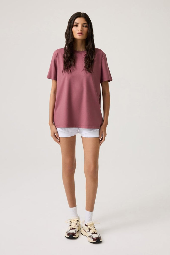 LOS OJOS x Melodi Oversize Geniş Kalıp Tişört Boyfriend T-Shirt Bordo - Los Ojos