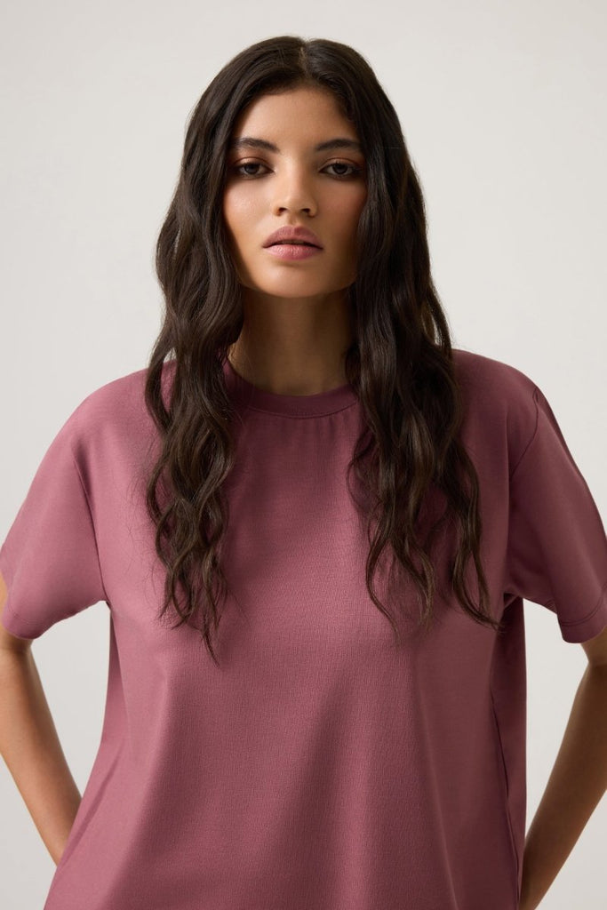 LOS OJOS x Melodi Oversize Geniş Kalıp Tişört Boyfriend T-Shirt Bordo - Los Ojos