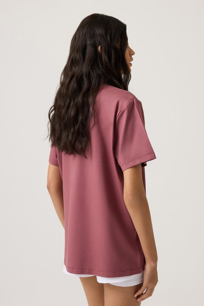 LOS OJOS x Melodi Oversize Geniş Kalıp Tişört Boyfriend T-Shirt Bordo - Los Ojos