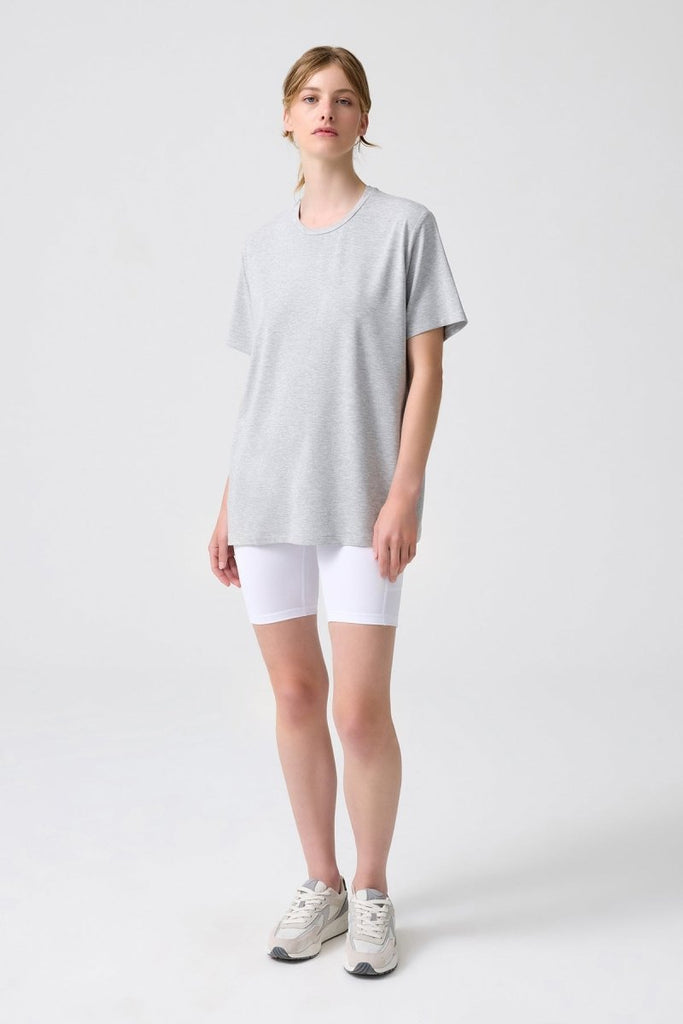 LOS OJOS x Melodi Oversize Geniş Kalıp Tişört Boyfriend T-Shirt Gri Melanj - Los Ojos