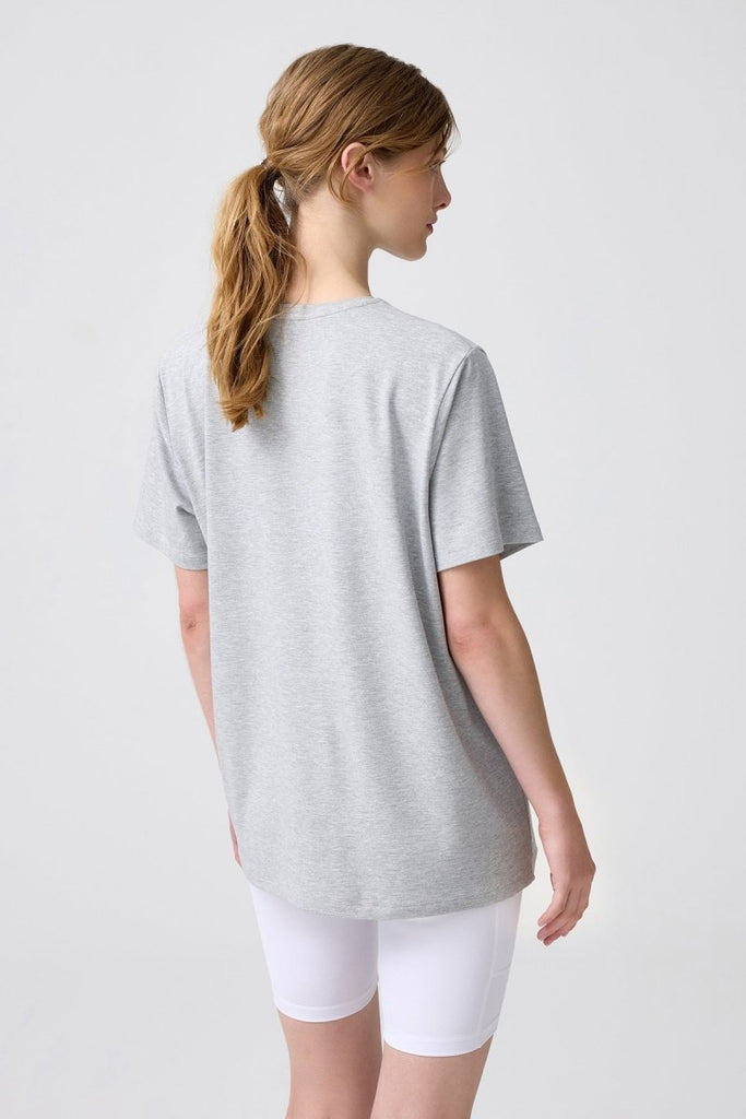 LOS OJOS x Melodi Oversize Geniş Kalıp Tişört Boyfriend T-Shirt Gri Melanj - Los Ojos
