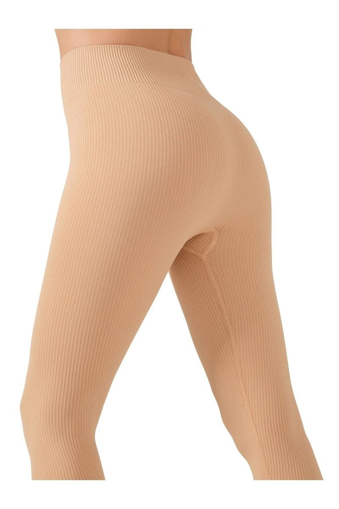 Yüksek Bel Fitilli Seamless Spor Tayt Karamel - Outlet - Los Ojos