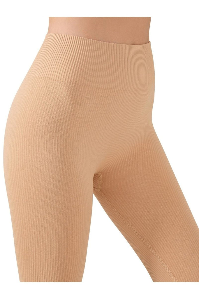 Yüksek Bel Fitilli Seamless Spor Tayt Karamel - Outlet - Los Ojos