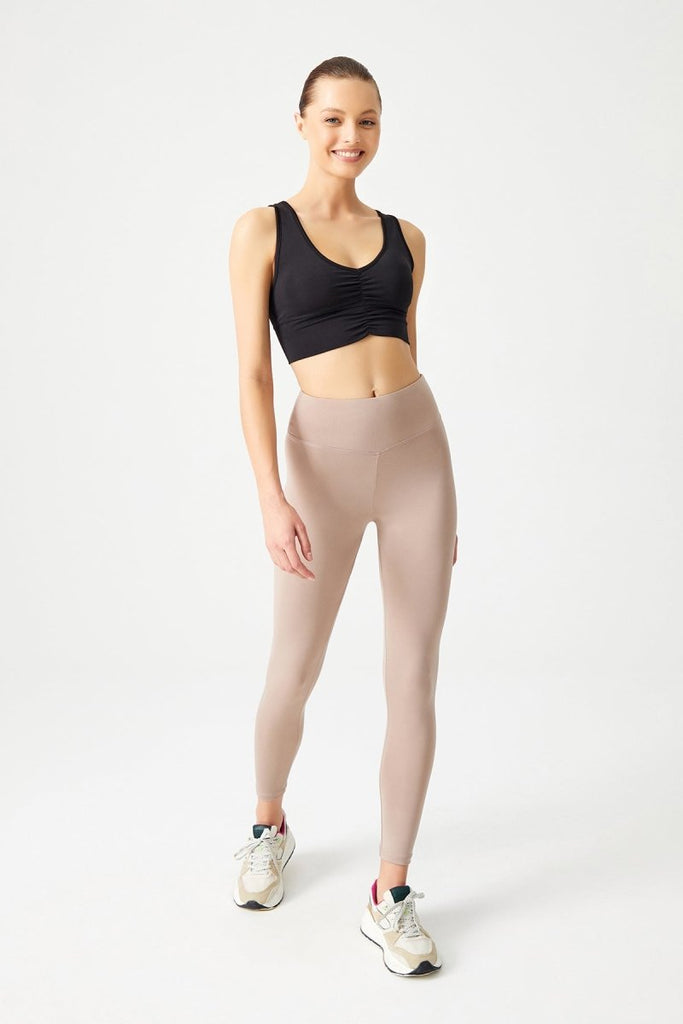 Hafif Destekli Kaplı Önü Büzgülü Crop Top Büstiyer Siyah - Los Ojos