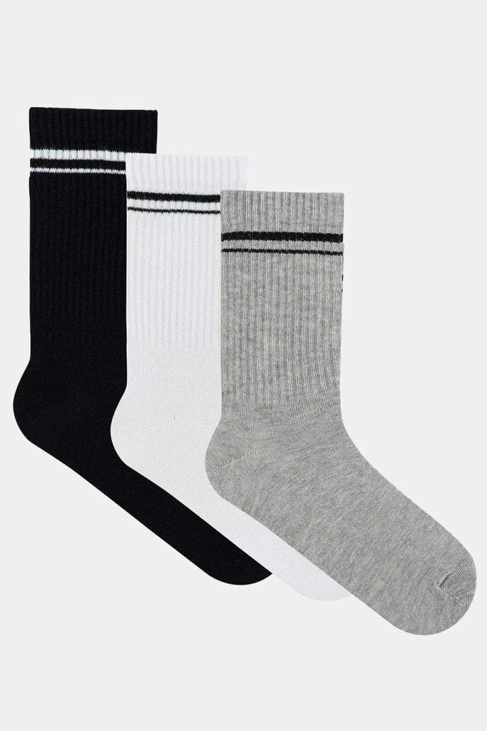 Pamuklu Uzun Boy Retro Çorap - 3'lü Paket Siyah-Gri-Beyaz - Los Ojos